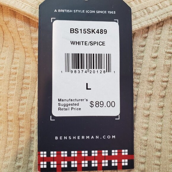 NWT BEN SHERMAN SZ L Seersucker 100% Cotton Knit Short Sleeve Button Down Shirt - Picture 6 of 11